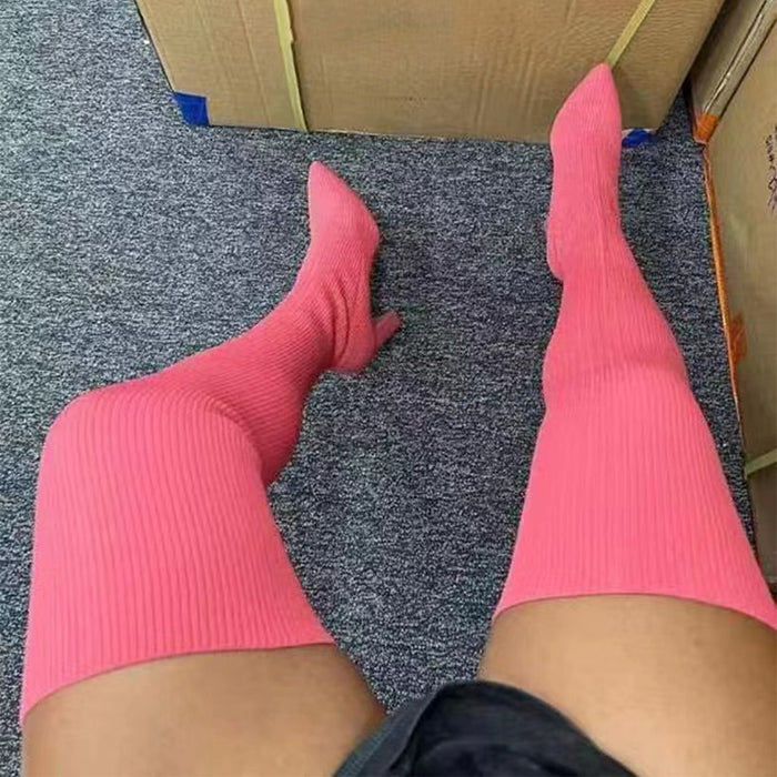 Poppy | Over the knee sock boots in stretch knit with high heel
