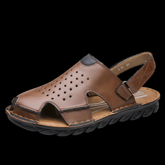 Women's Perforated Leather Sandals with Arch Support