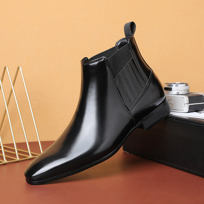 Archie | Men's pointed toe Chelsea boots with glossy finish