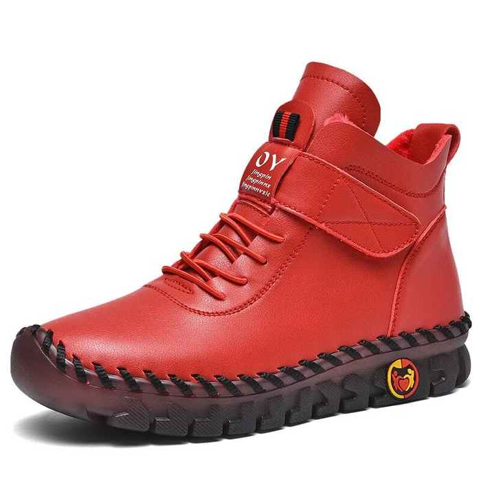 Women's High-Top Ankle Boots with Hook-and-Loop Strap