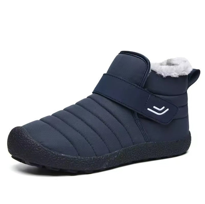 Fleece-Lined Winter Ankle Boots with Hook-and-Loop Strap