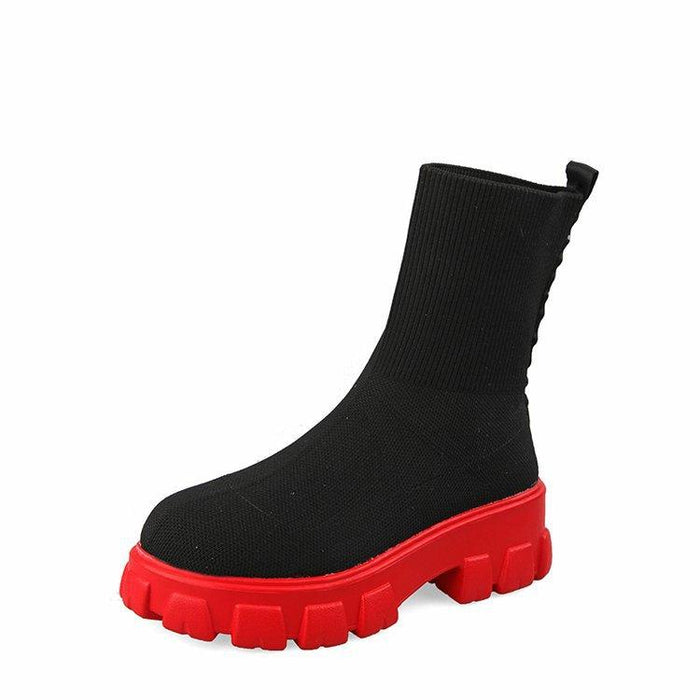 Women's Knit Sock Boots Chunky Sole Platform Ankle