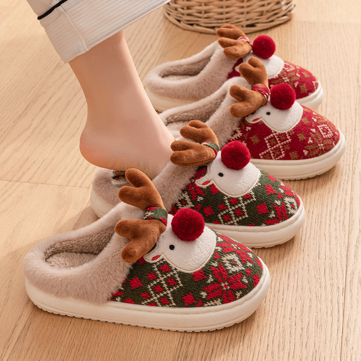 Reindeer slippers with pompom nose