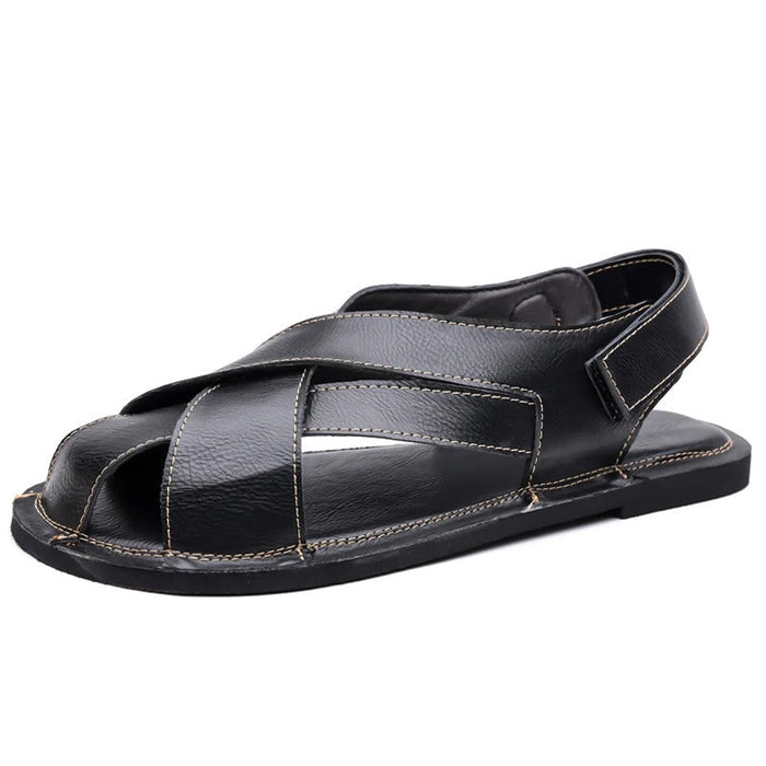 Women's Leather Fisherman Sandals Hook-and-Loop Strap