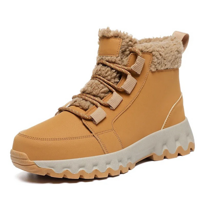 Men's Faux-Fur Lace-Up Ankle Boots with Lugged Sole