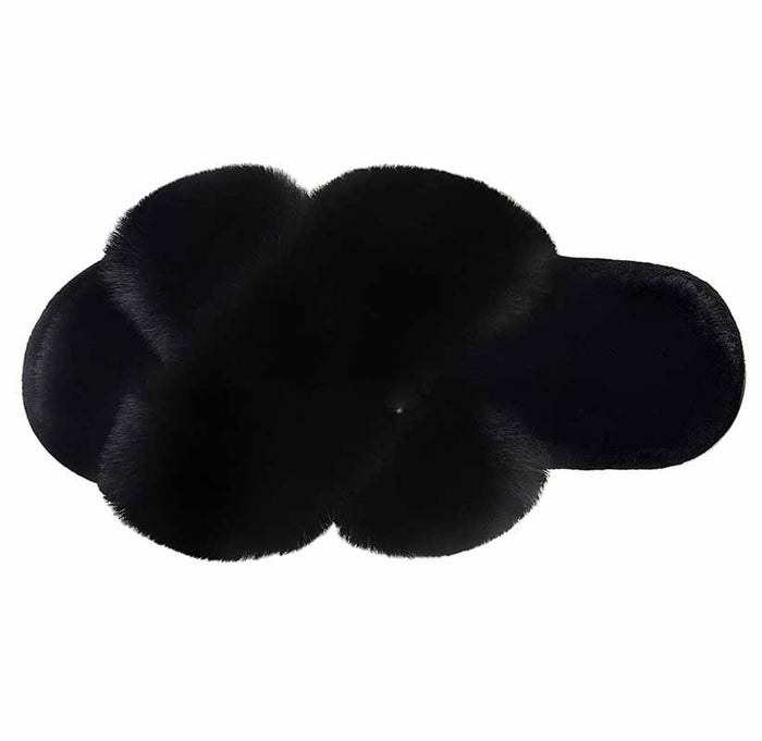 Imogen | Fluffy criss-cross faux fur slippers with open toe