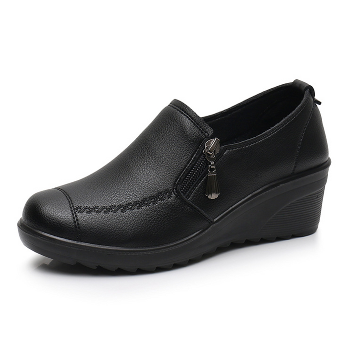 Women's Wedge Heel Shoes Waterproof Side Zip for Casual