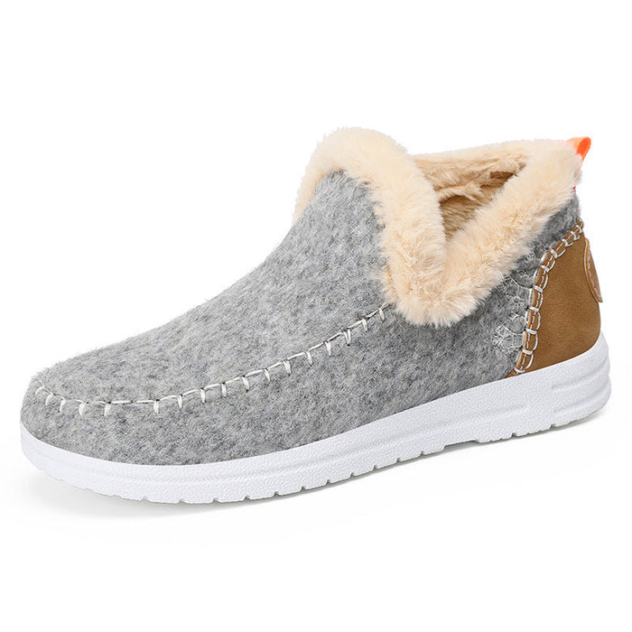 Women's Fleece-Lined Slip-On Ankle Boots Barefoot Sole