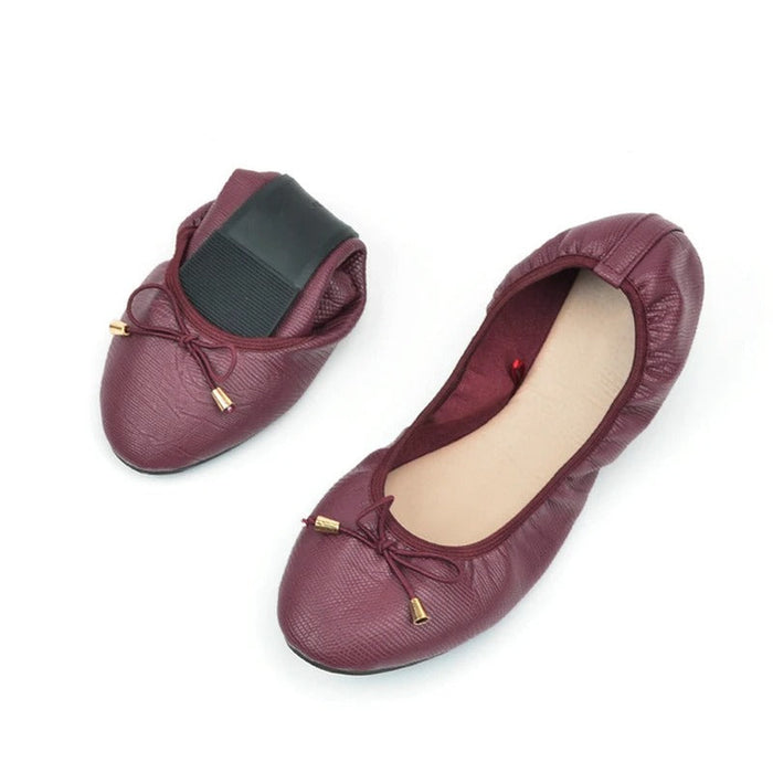 Women's Ballet Flats Elasticated Round Toe Bow Detail