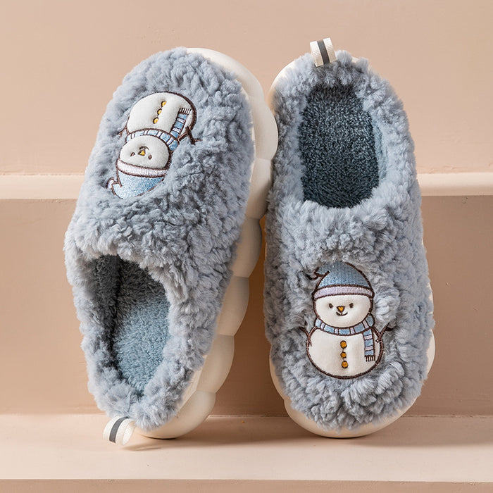Imogen | Fluffy snowman slippers with thick anti-slip sole