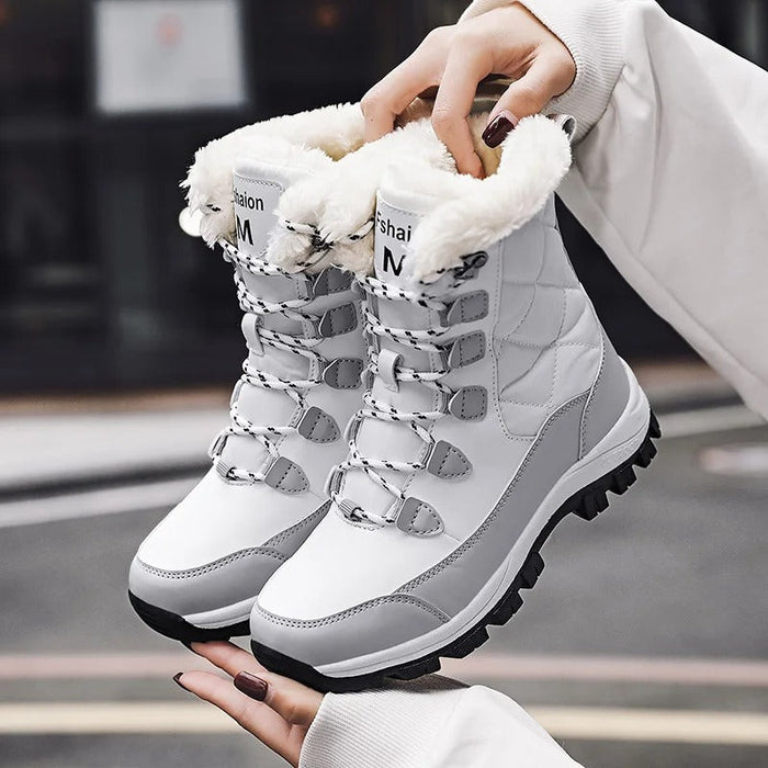 Women's Waterproof Fleece-Lined Winter Boots Lace-Up