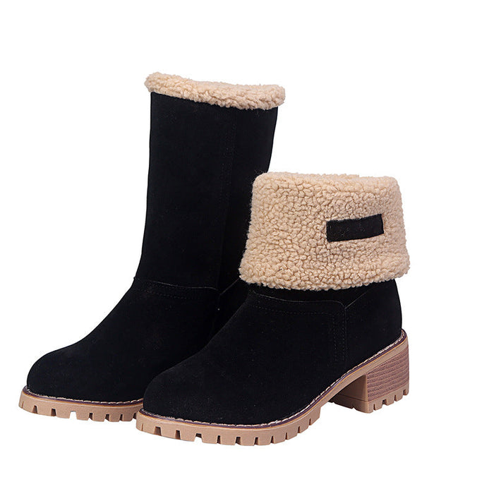 Women's Fleece Lined Ankle Boots with Lug Sole