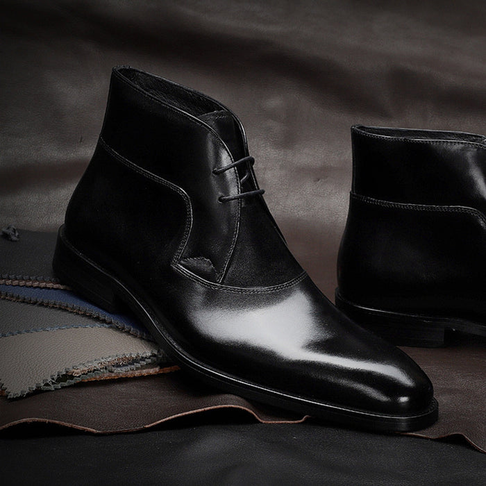 Archie | Men's lace-up leather ankle boots with polished finish