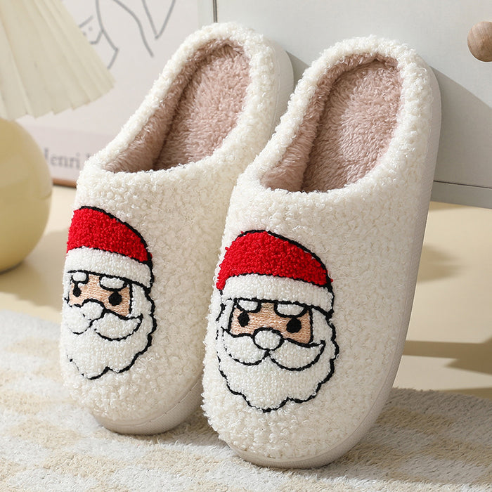 Esme | Fluffy Christmas slippers with embroidered festive motif