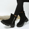 Faux suede snow boots with plush cuff