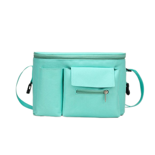 Insulated Stroller Organiser with Front Pockets and Strap