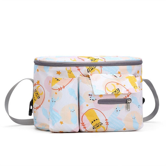 Insulated Stroller Organiser with Front Pockets and Strap
