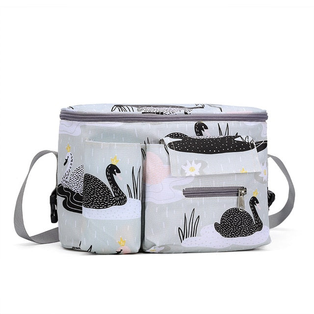 Insulated Stroller Organiser with Front Pockets and Strap