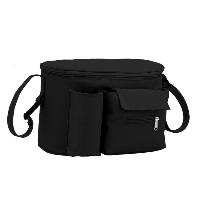 Insulated Stroller Organiser with Front Pockets and Strap