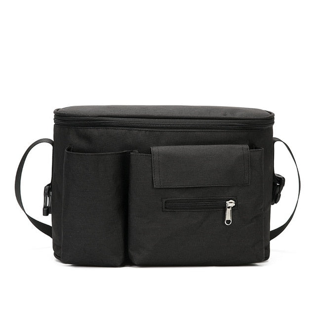 Insulated Stroller Organiser with Front Pockets and Strap