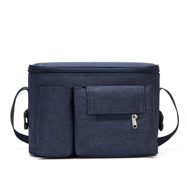Insulated Stroller Organiser with Front Pockets and Strap