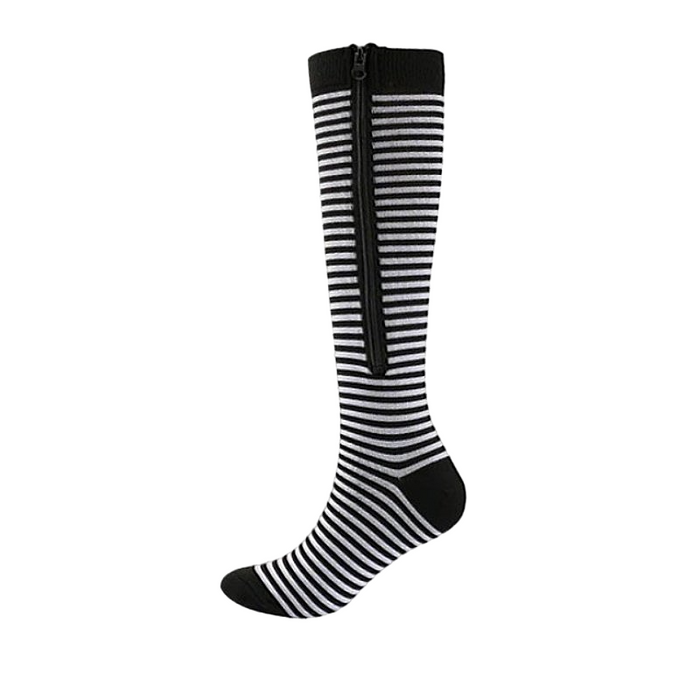 Women's Knee-High Compression Socks Open Toe with Zipper