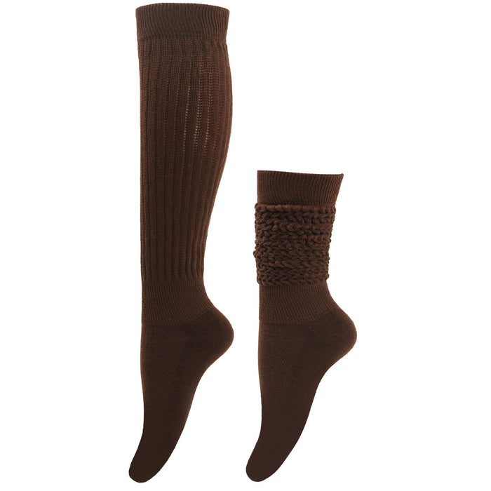 Calf Socks with Cable Knit Panel and Ribbed Cuff