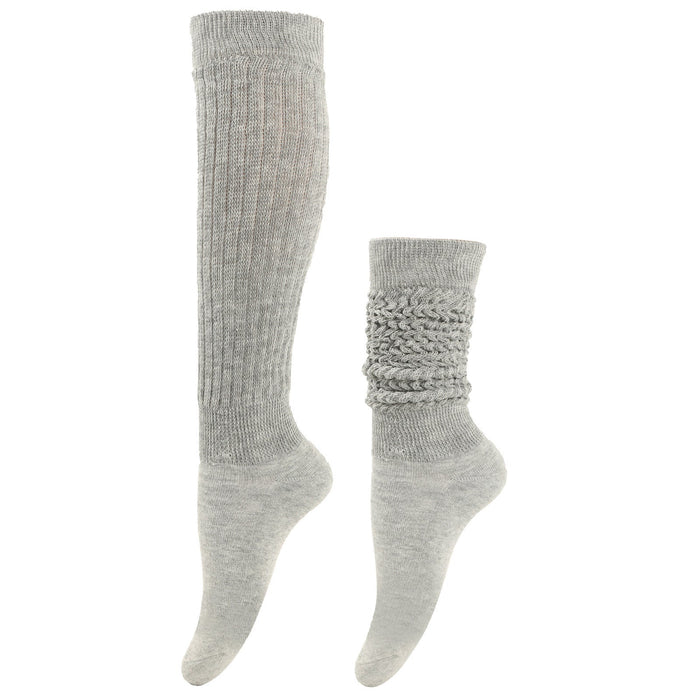 Calf Socks with Cable Knit Panel and Ribbed Cuff