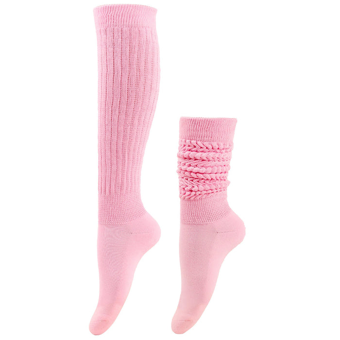 Calf Socks with Cable Knit Panel and Ribbed Cuff