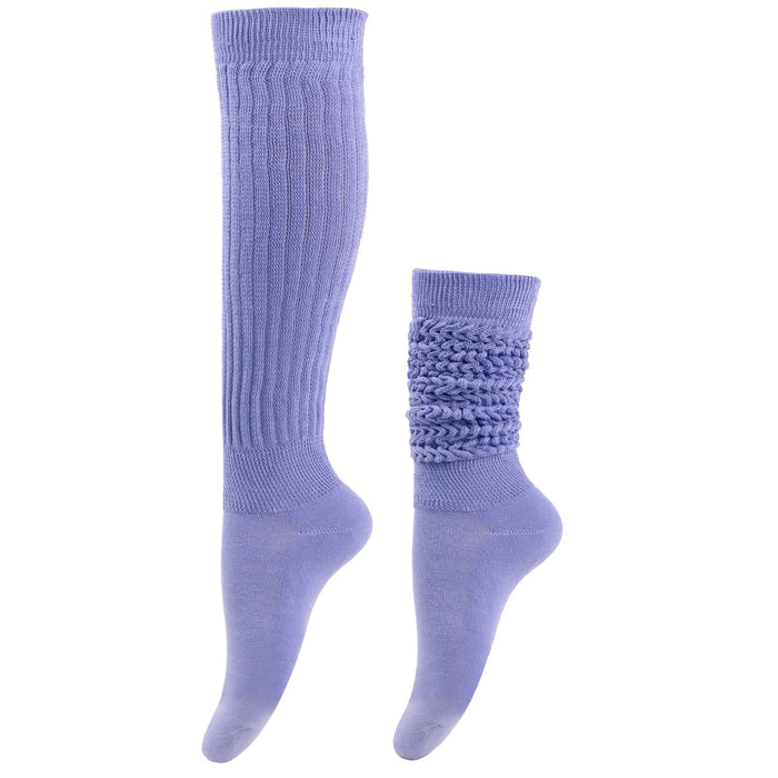 Calf Socks with Cable Knit Panel and Ribbed Cuff