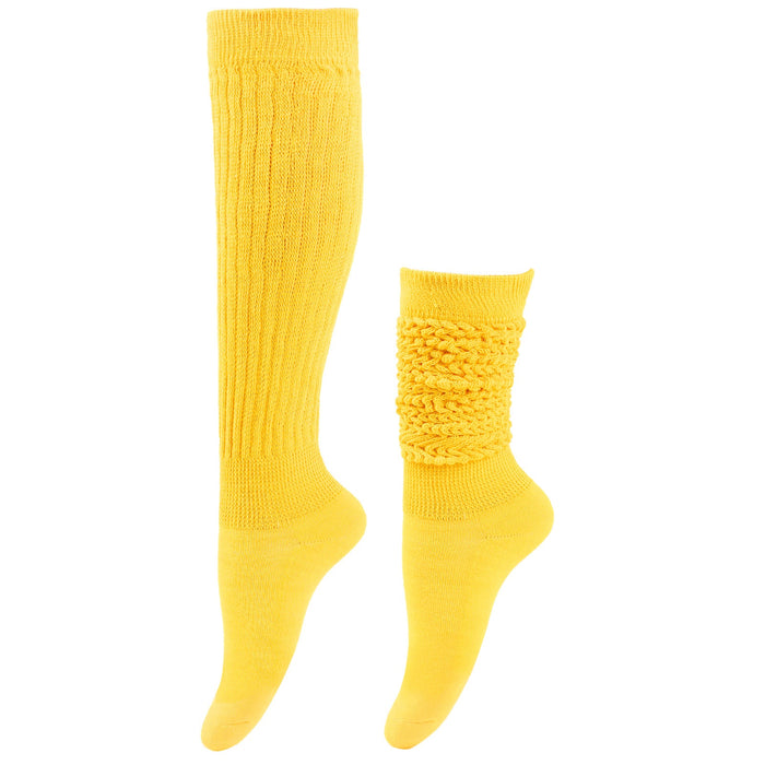 Calf Socks with Cable Knit Panel and Ribbed Cuff