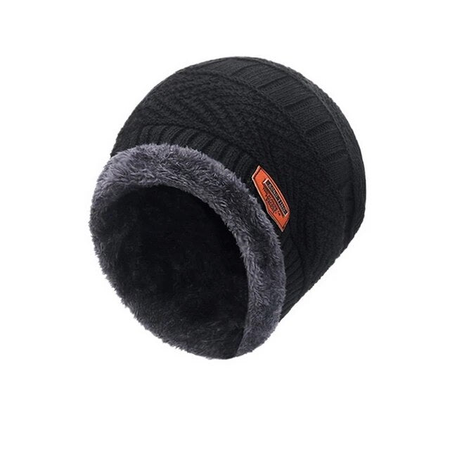 Knitted Hat and Scarf Set with Fleece Lining for Winter