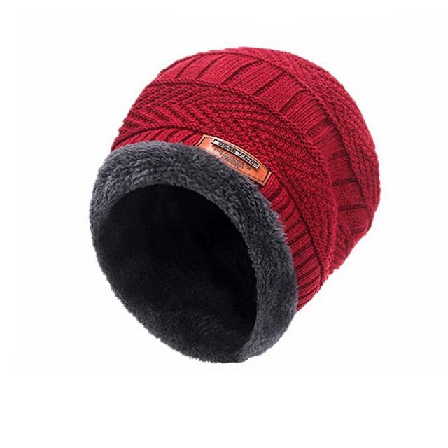 Knitted Hat and Scarf Set with Fleece Lining for Winter