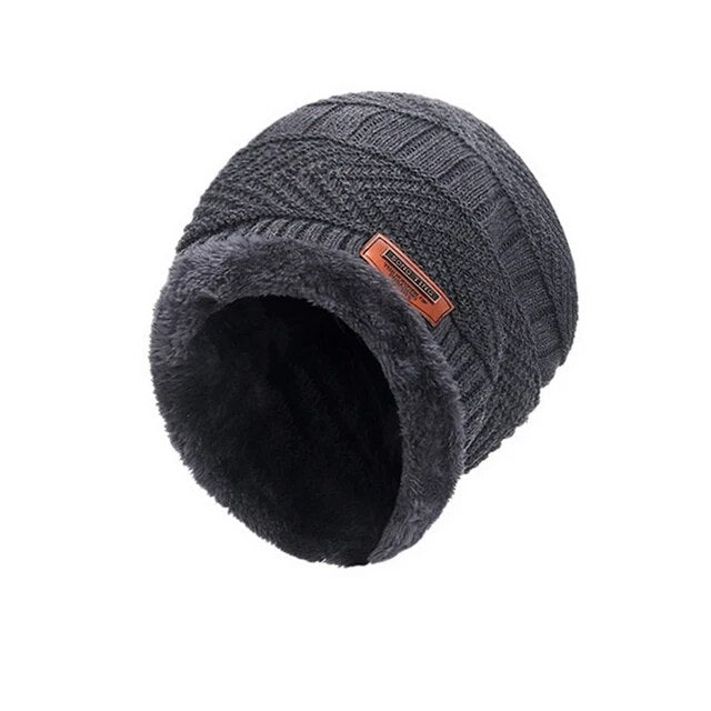 Knitted Hat and Scarf Set with Fleece Lining for Winter
