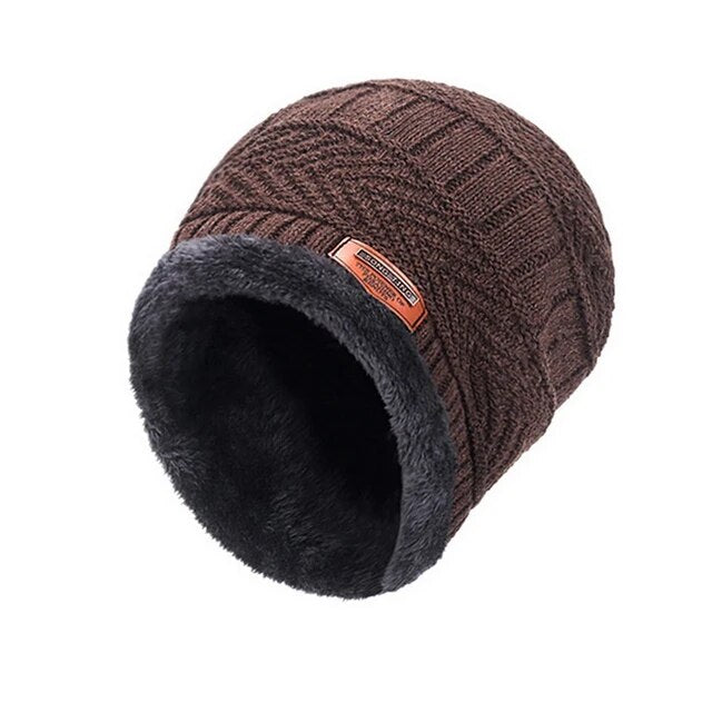 Knitted Hat and Scarf Set with Fleece Lining for Winter