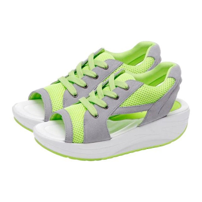 Women's Platform Lace-Up Sandals Open-Toe Breathable
