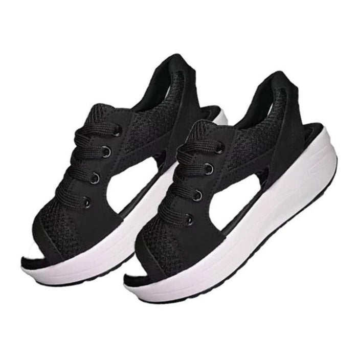 Women's Platform Lace-Up Sandals Open-Toe Breathable