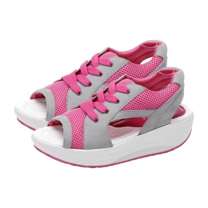 Women's Platform Lace-Up Sandals Open-Toe Breathable