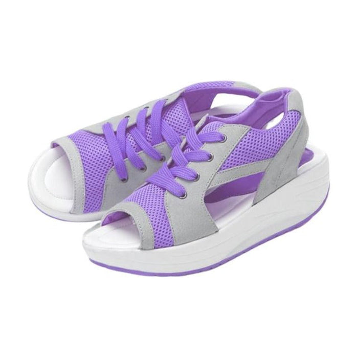 Women's Platform Lace-Up Sandals Open-Toe Breathable