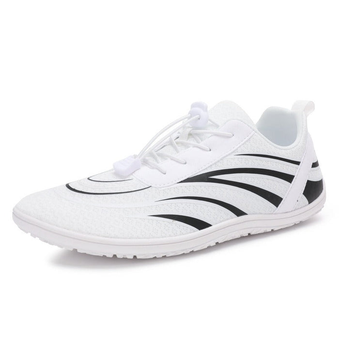 White Black Stripe Barefoot Trainers Flexible Slip-On
