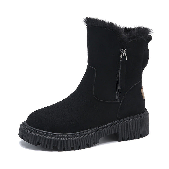 Women's Faux Fur Lined Ankle Boots with Side Zip