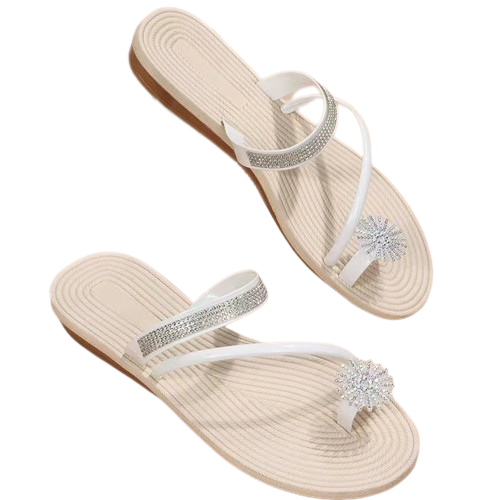 Women's Rhinestone Flat Sandals with Toe Loop