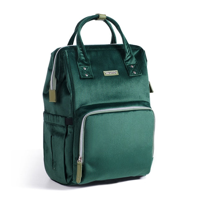 Multi-Pocket Diaper Backpack with USB Port and Insulated Bottle Holder