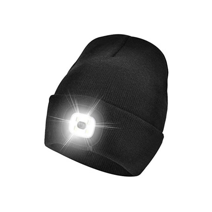 LED Headlamp Beanie - Rechargeable Hands-Free Lighted Winter Hat