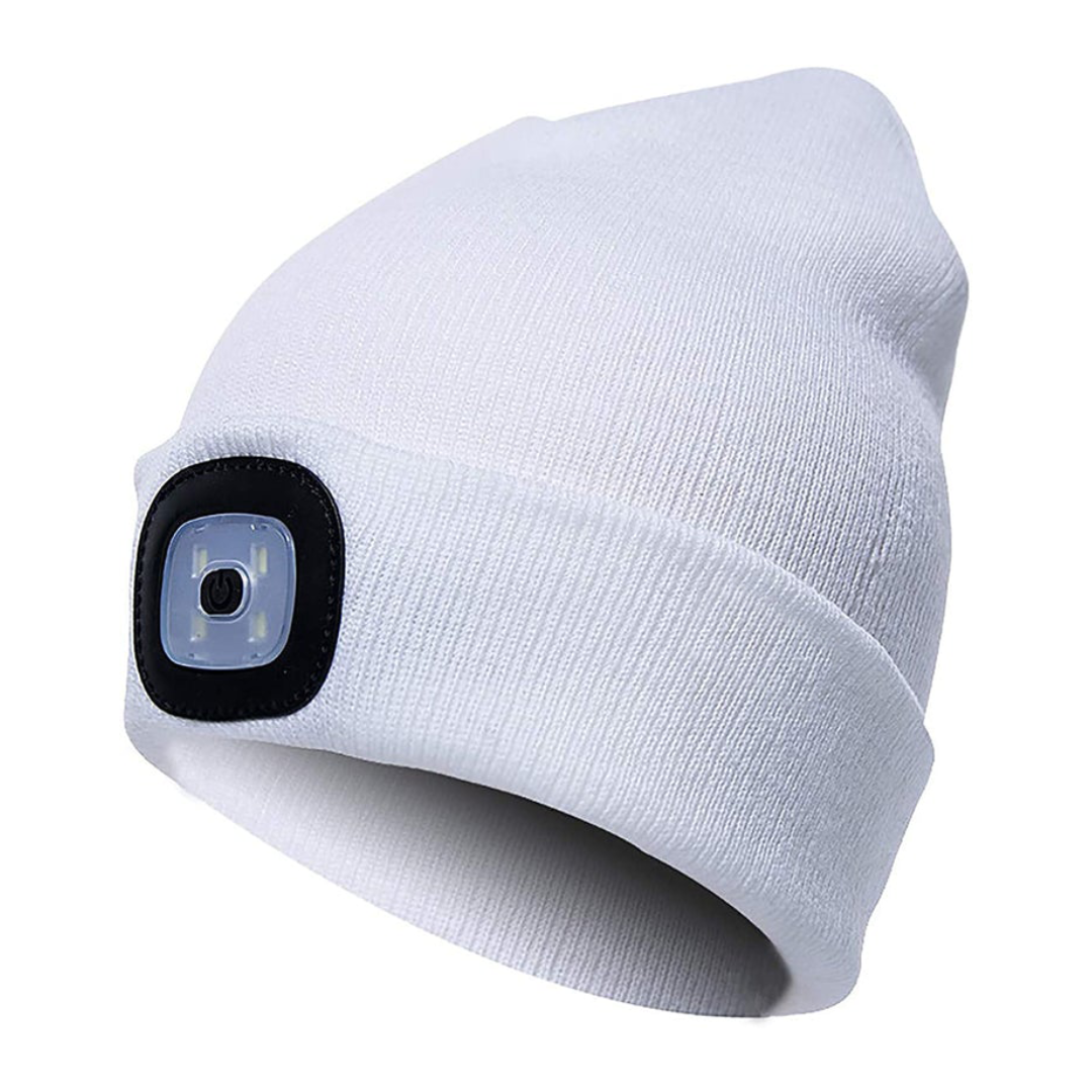 LED Headlamp Beanie - Rechargeable Hands-Free Lighted Winter Hat