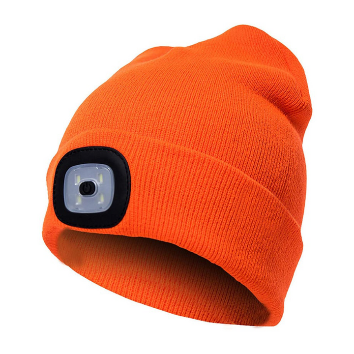 LED Headlamp Beanie - Rechargeable Hands-Free Lighted Winter Hat