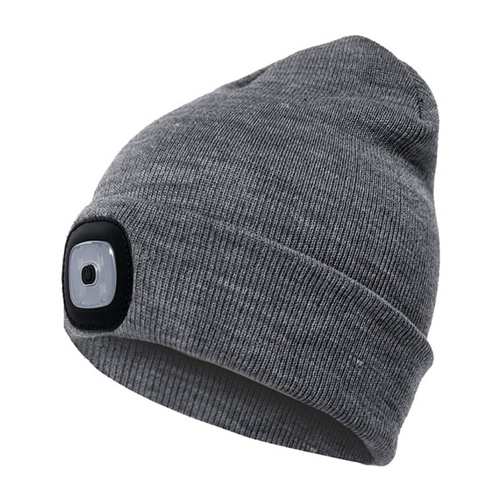 LED Headlamp Beanie - Rechargeable Hands-Free Lighted Winter Hat