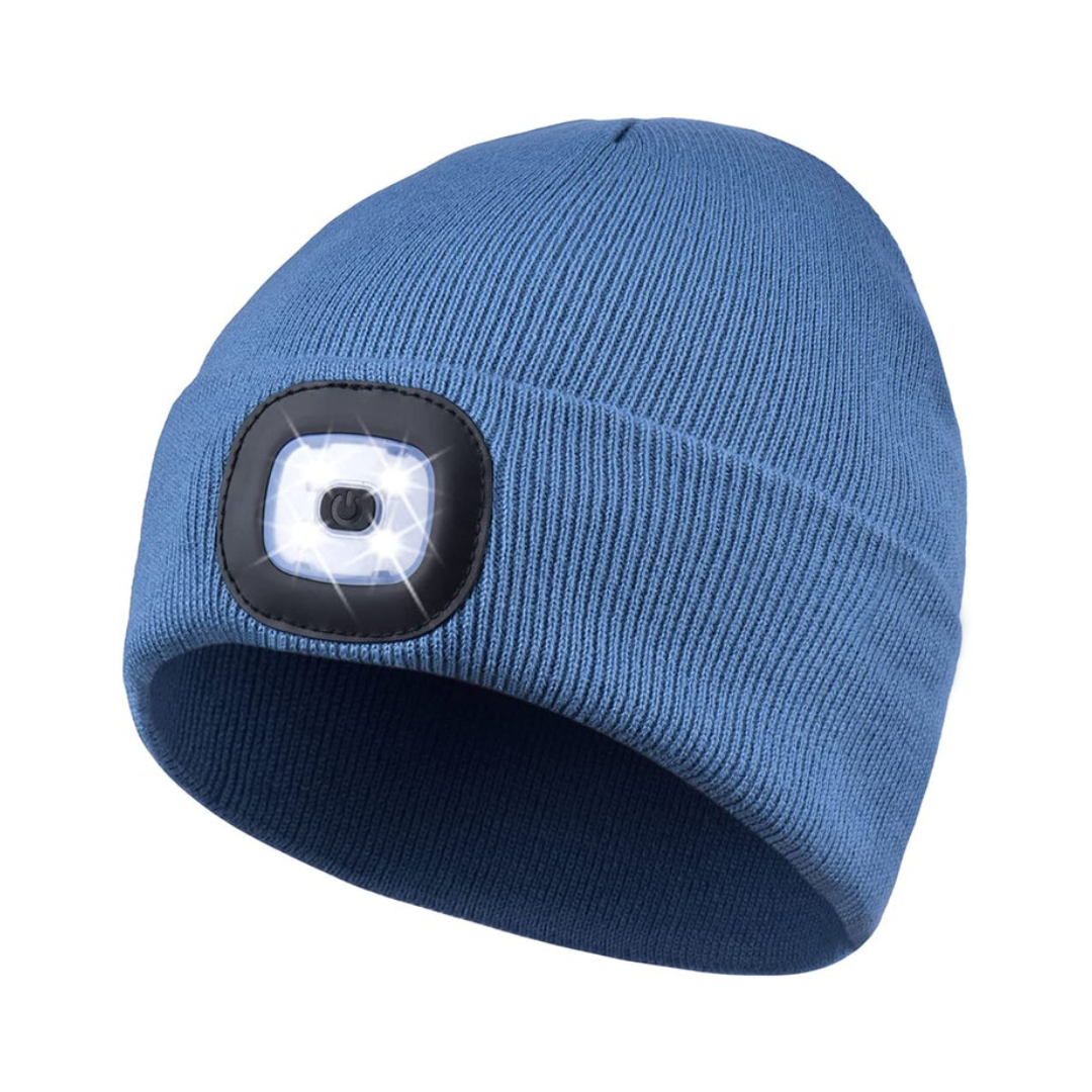 LED Headlamp Beanie - Rechargeable Hands-Free Lighted Winter Hat