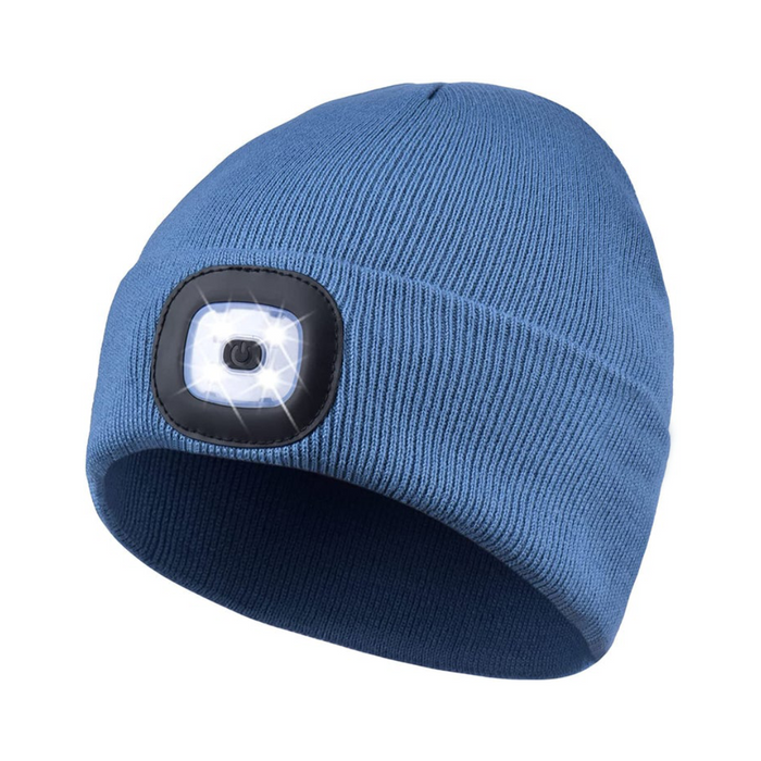 LED Headlamp Beanie - Rechargeable Hands-Free Lighted Winter Hat