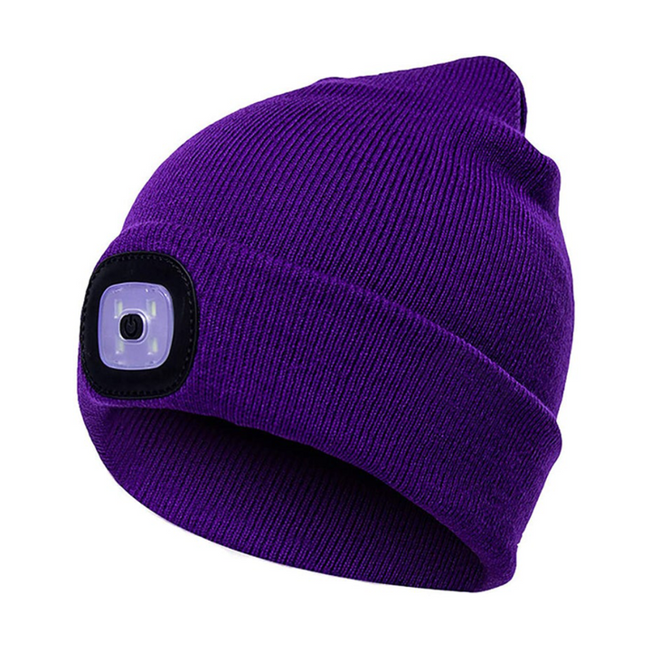 LED Headlamp Beanie - Rechargeable Hands-Free Lighted Winter Hat